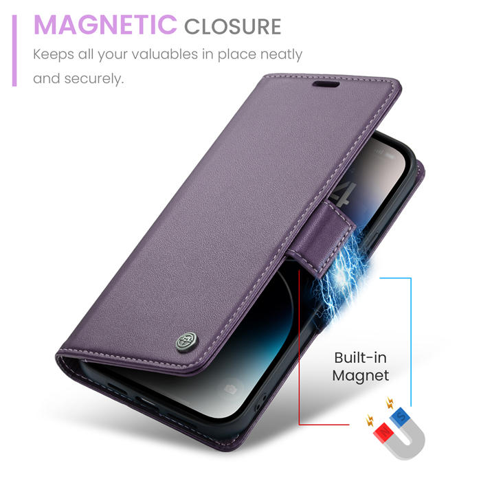 CaseMe iPhone 14 Pro Max Wallet RFID Blocking Magnetic Buckle Case