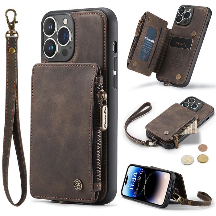 CaseMe iPhone 14 Pro Max Wallet RFID Blocking Case Coffee