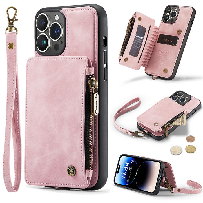 CaseMe iPhone 14 Pro Max Wallet RFID Blocking Case Pink