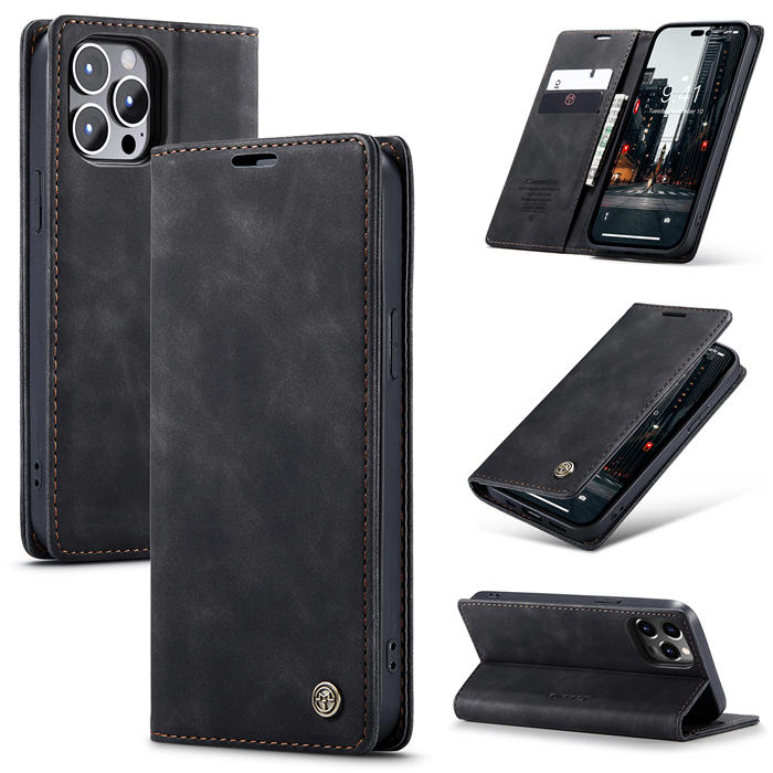 CaseMe Retro Wallet Magnetic Case Black - Click Image to Close