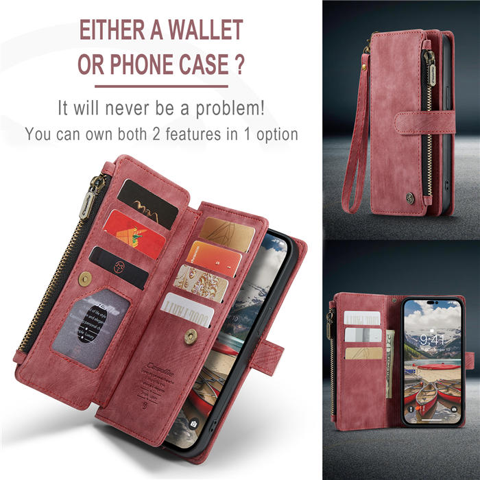 CaseMe Zipper Wallet Kickstand Case with Wrist Strap
