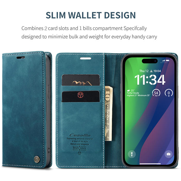 CaseMe iPhone 15 Plus Luxury Wallet Magnetic Case