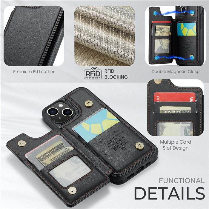CaseMe iPhone 15 RFID Blocking Card Holder Case