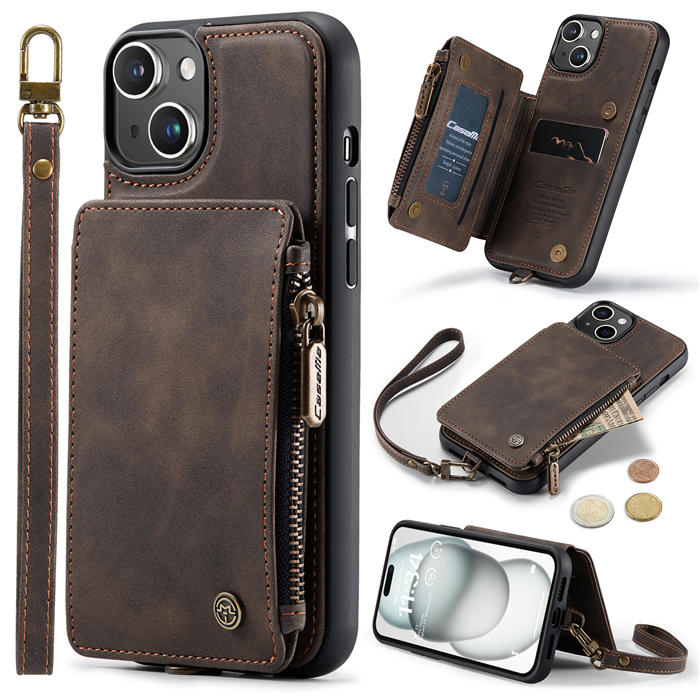 CaseMe iPhone 15 Plus Wallet RFID Blocking Case Coffee