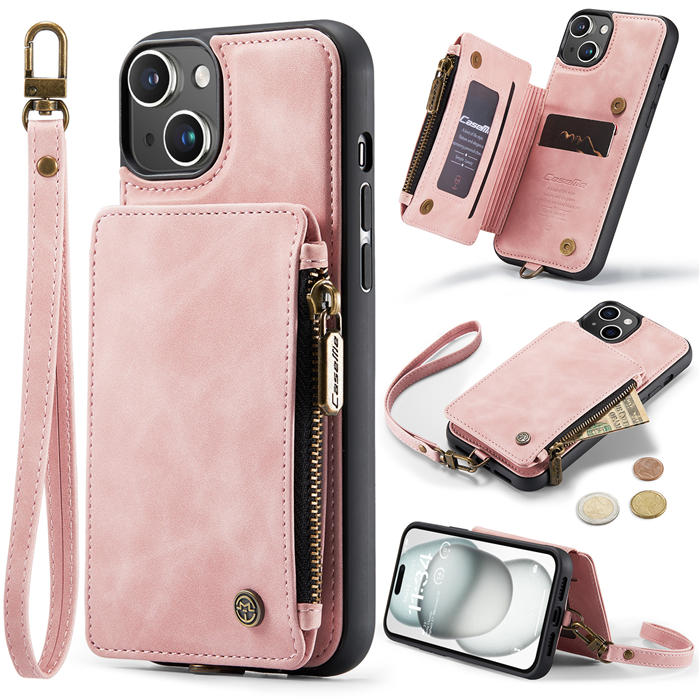 CaseMe iPhone 15 Plus Wallet RFID Blocking Case Pink