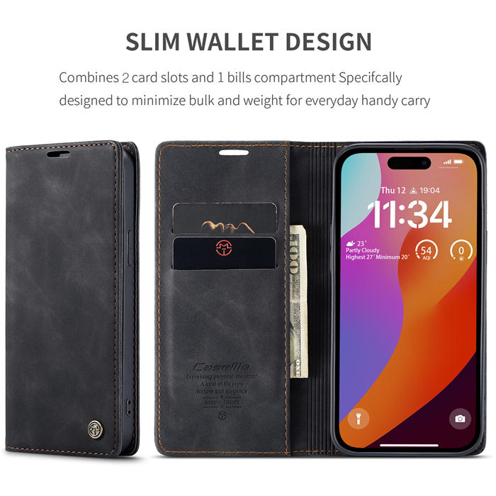 CaseMe iPhone 15 Pro Luxury Wallet Magnetic Case