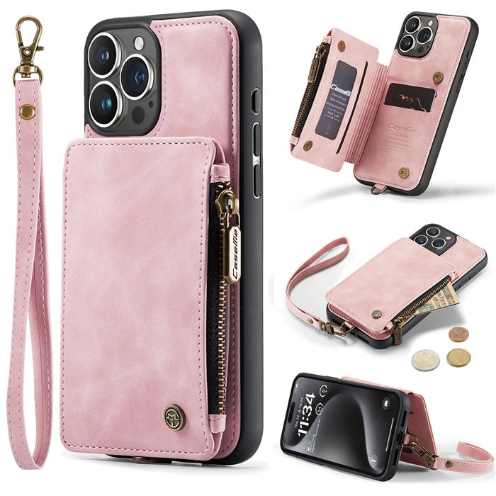 CaseMe iPhone 15 Pro Max Wallet RFID Blocking Case Pink