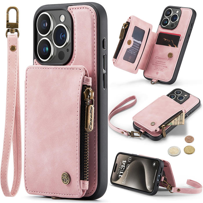 CaseMe iPhone 15 Pro Wallet RFID Blocking Case Pink
