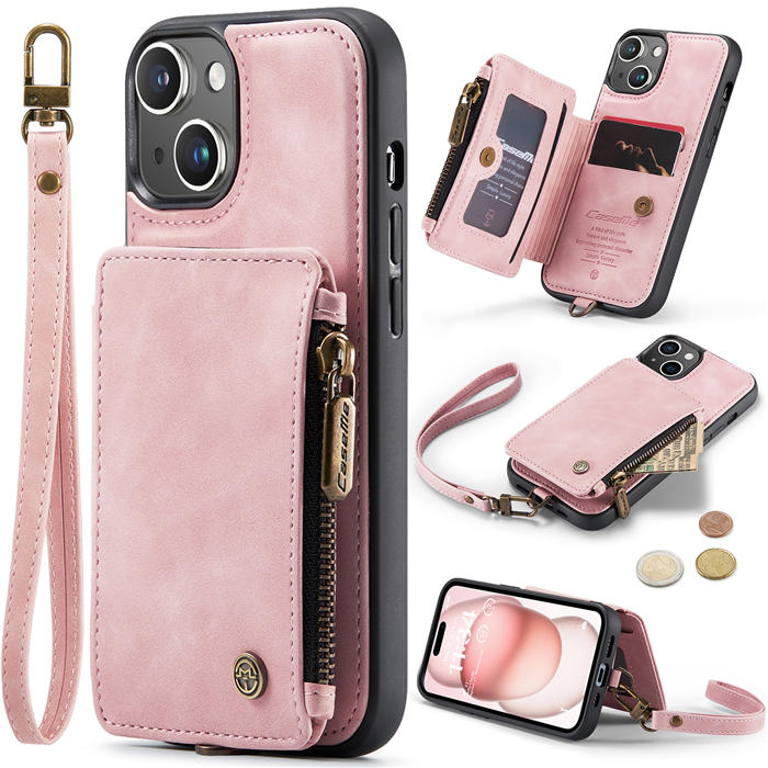CaseMe iPhone 15 Wallet RFID Blocking Case Pink