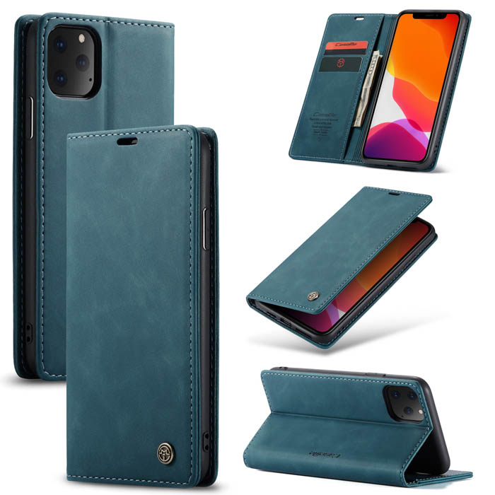 CaseMe iPhone 11 Pro Wallet Kickstand Magnetic Flip Case Blue