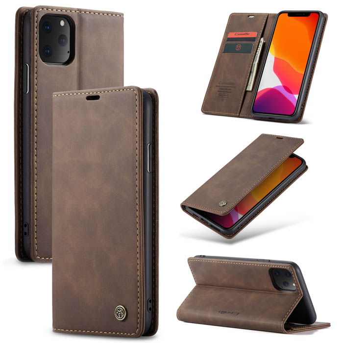 CaseMe iPhone 11 Pro Wallet Kickstand Magnetic Flip Case Coffee - Click Image to Close