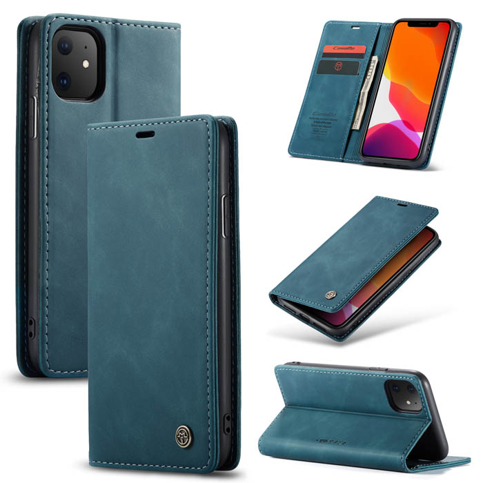 CaseMe iPhone 11 Wallet Kickstand Magnetic Flip Case Blue - Click Image to Close