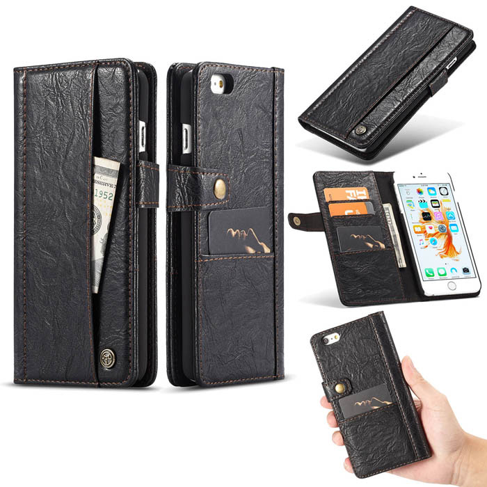 CaseMe iPhone 6/6s Retro Slot Cards Wallet Leather Case Black