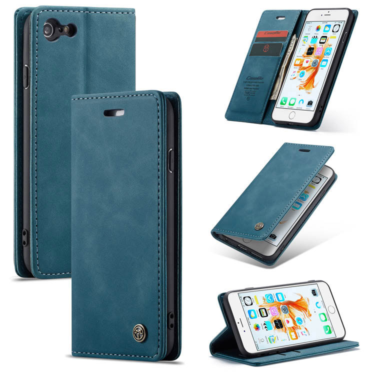 CaseMe iPhone 6/6s Wallet Kickstand Magnetic Flip Case Blue - Click Image to Close