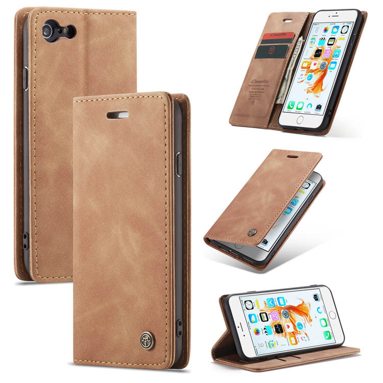 CaseMe iPhone 6/6s Wallet Kickstand Magnetic Flip Case Brown - Click Image to Close
