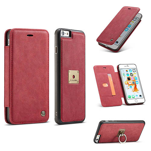 CaseMe iPhone 6S Wallet Case Detachable Magnetic Finger Ring Back Cover
