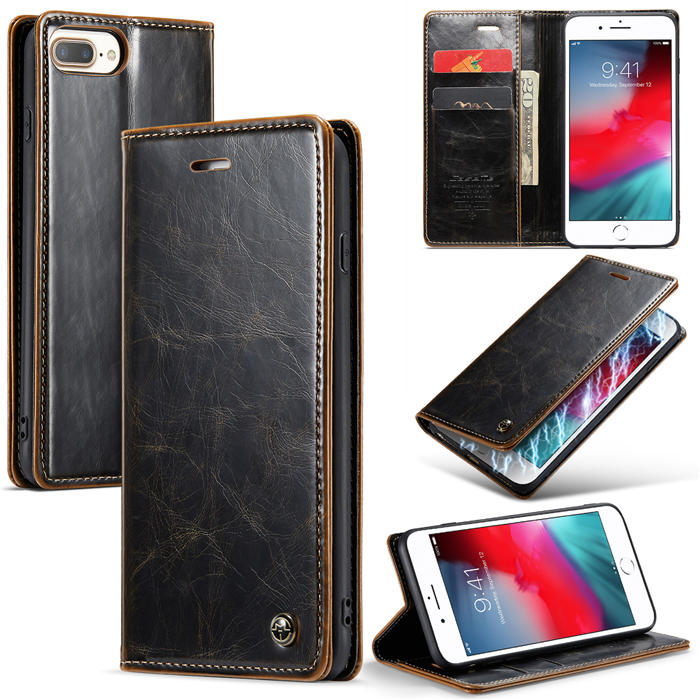CaseMe iPhone 7 Plus/8 Plus Wallet Kickstand Magnetic Case Coffee