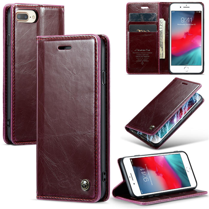 CaseMe iPhone 7 Plus/8 Plus Wallet Kickstand Magnetic Case Red