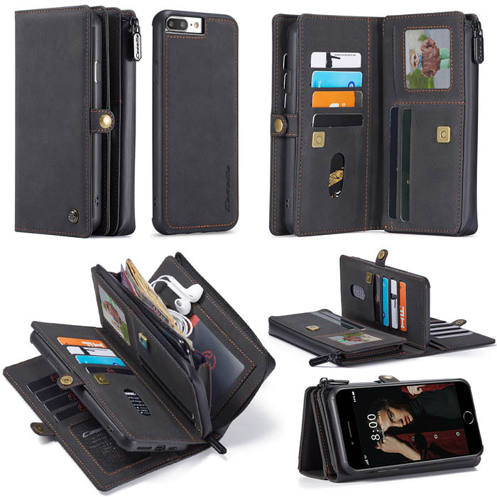 CaseMe iPhone 8 Plus/7 Plus Multi-Functional Wallet Case Black