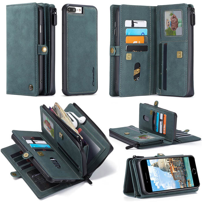 CaseMe iPhone 8 Plus/7 Plus Multi-Functional Wallet Case Blue