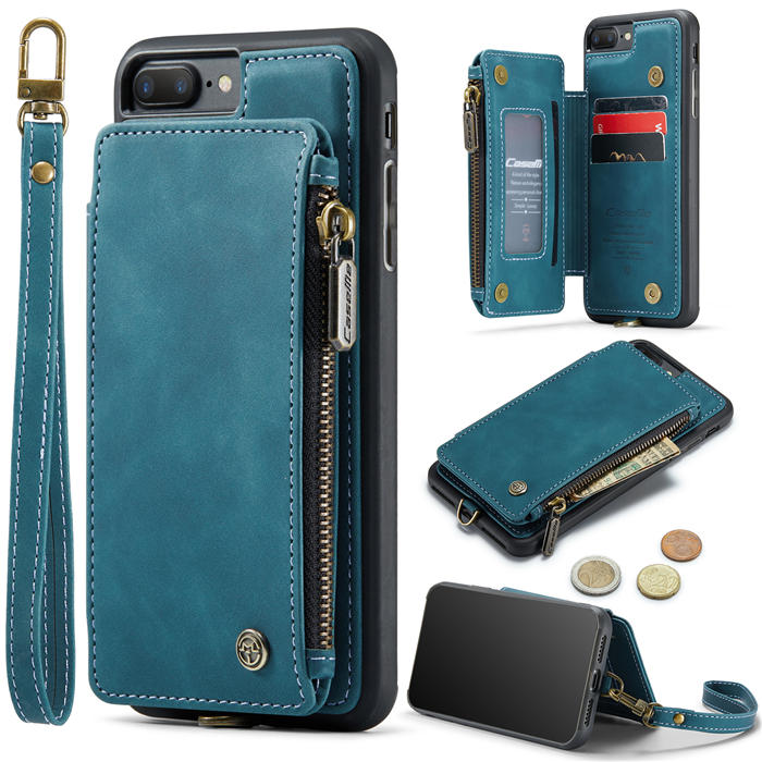 CaseMe iPhone 8 Plus Wallet RFID Blocking Case Blue