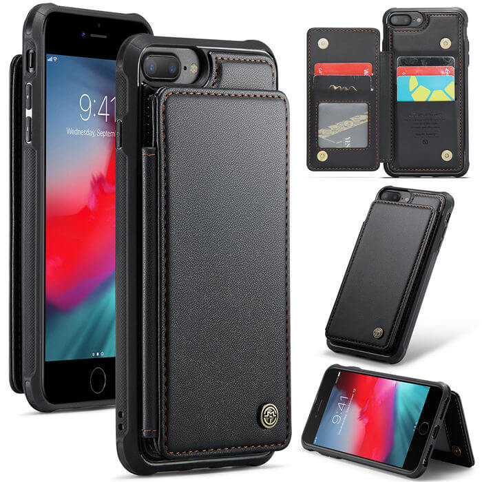 CaseMe iPhone 7 Plus/8 Plus RFID Blocking Card Holder Case Black