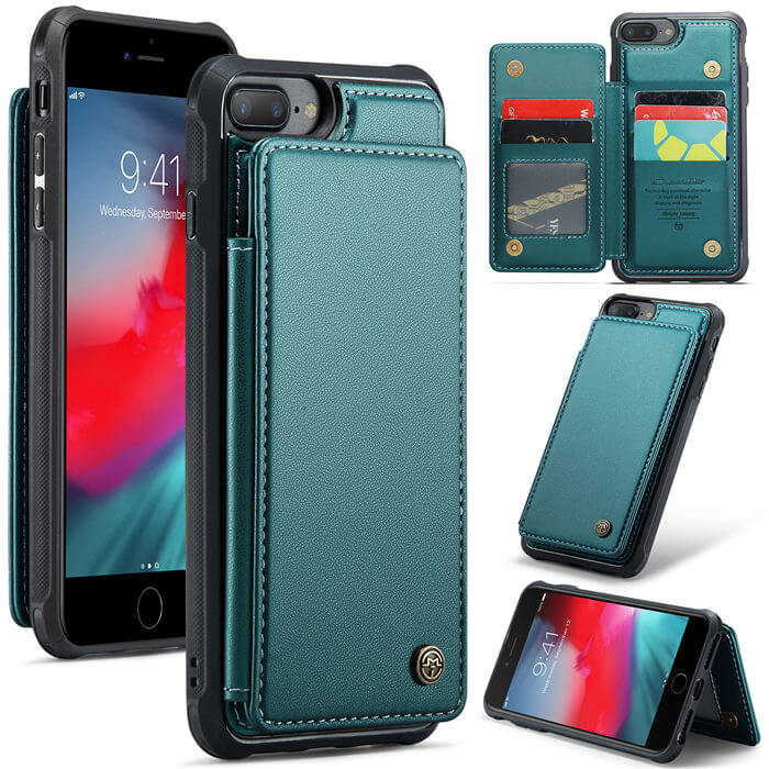 CaseMe iPhone 7 Plus/8 Plus RFID Blocking Card Holder Case Green - Click Image to Close