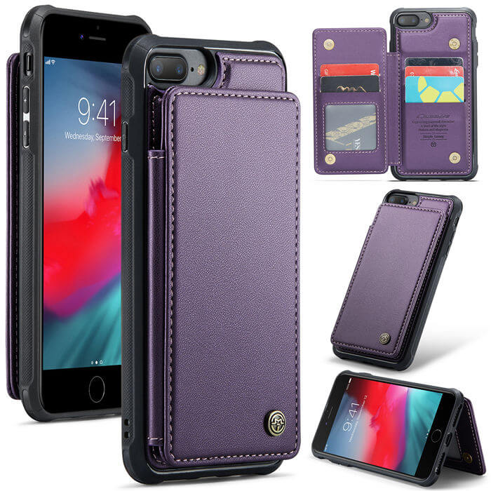 CaseMe iPhone 7 Plus/8 Plus RFID Blocking Card Holder Case Purple