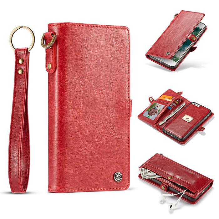 CaseMe iPhone 8 Plus Wallet Magnetic Detachable 2 in 1 Case Red