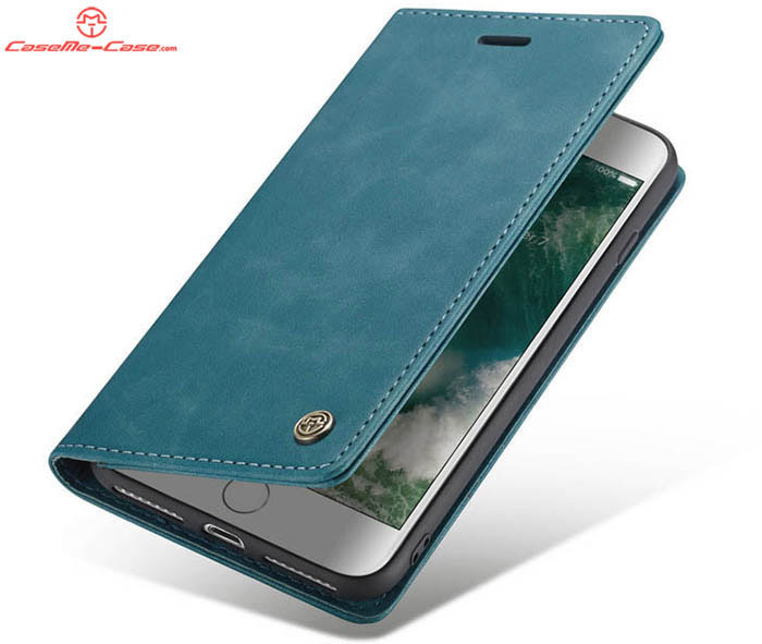CaseMe iPhone 8 Plus Retro Wallet Kickstand Magnetic Flip Leather Case
