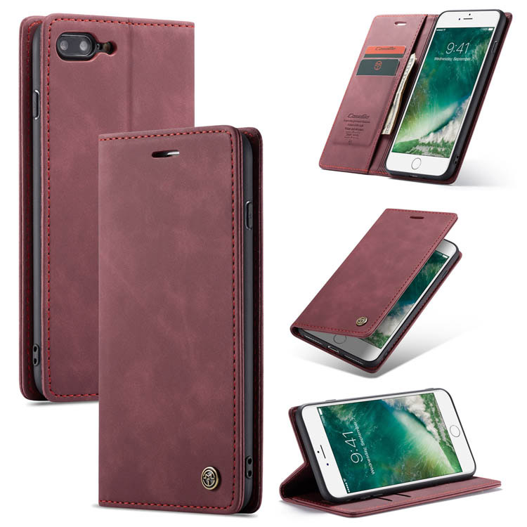 CaseMe iPhone 7 Plus Wallet Kickstand Magnetic Flip Case Red