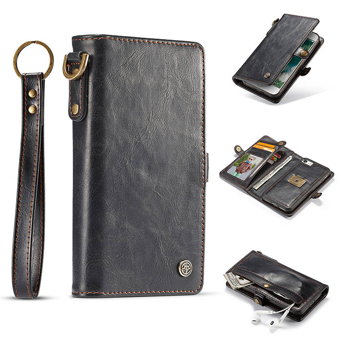 CaseMe iPhone 7/8 Wallet Magnetic Detachable 2 in 1 Case Black