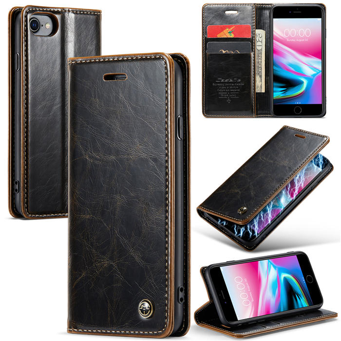 CaseMe iPhone 7/8 Wallet Kickstand Magnetic Case Coffee - Click Image to Close