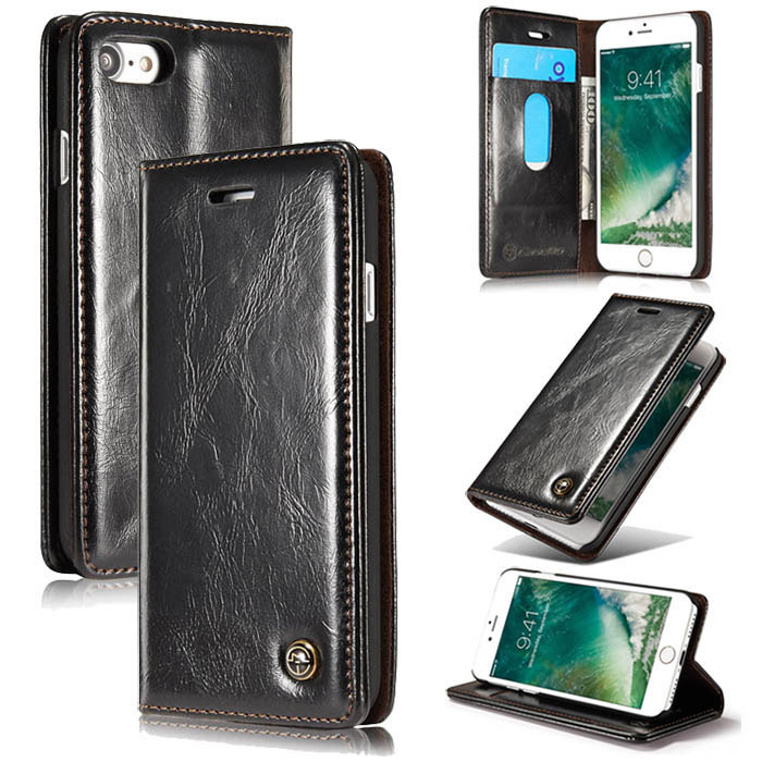 CaseMe iPhone SE 2020 Wallet Magnetic Flip Stand Case Black