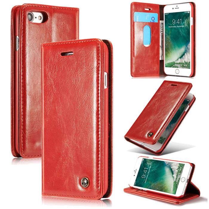 CaseMe iPhone SE 2020 Wallet Magnetic Flip Stand Case Red