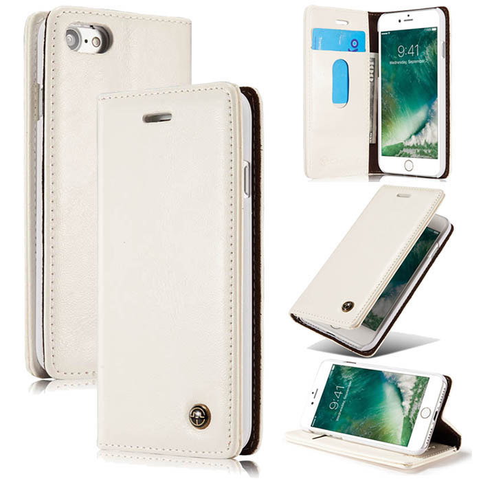 CaseMe iPhone SE 2020 Wallet Magnetic Flip Stand Case White