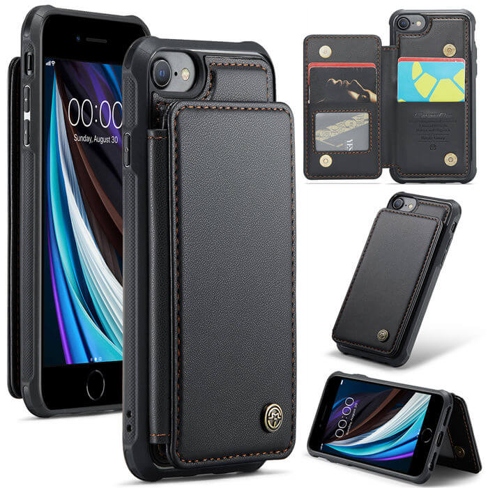 CaseMe iPhone 7/8/SE 2020/SE 2022 RFID Blocking Card Holder Case Black - Click Image to Close