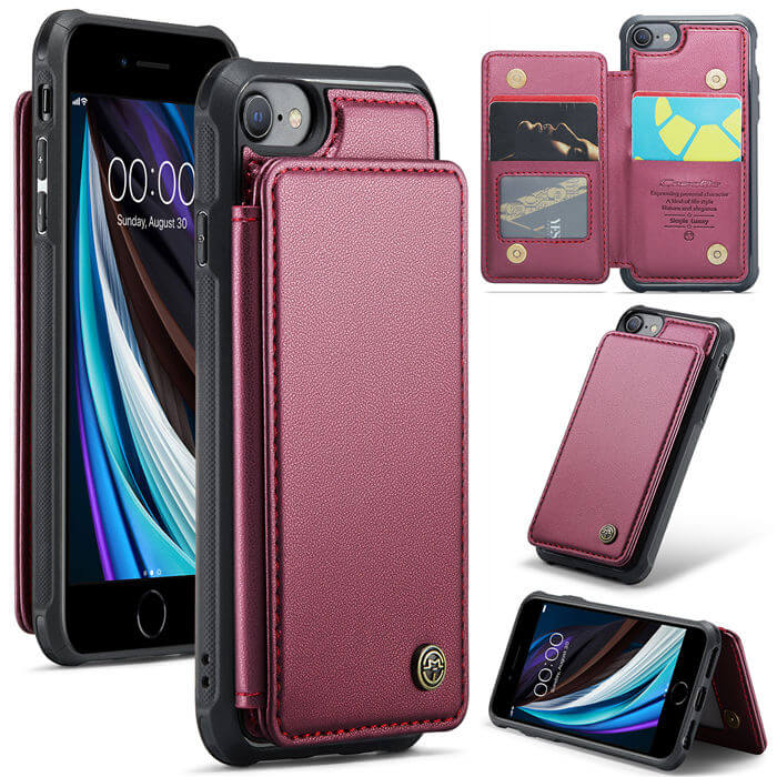 CaseMe iPhone 7/8/SE 2020/SE 2022 RFID Blocking Card Holder Case Red