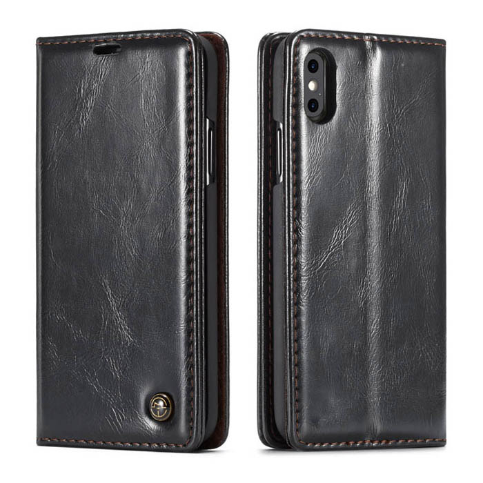 CaseMe iPhone X Wallet Magnetic Stand PU Leather Case Black
