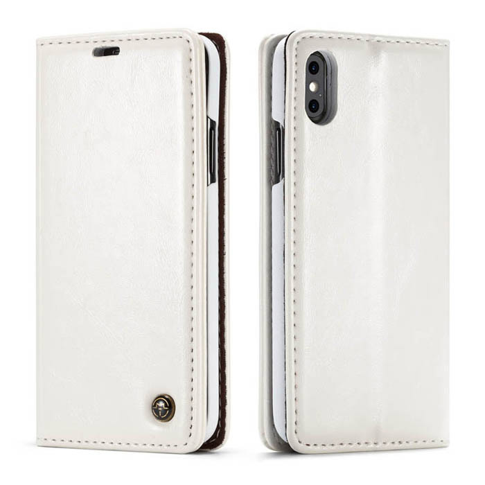 CaseMe iPhone X Wallet Magnetic Stand PU Leather Case White