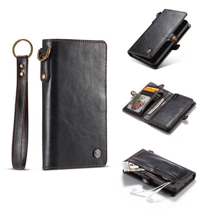 CaseMe iPhone X Wallet Magnetic Detachable 2 in 1 Case Black