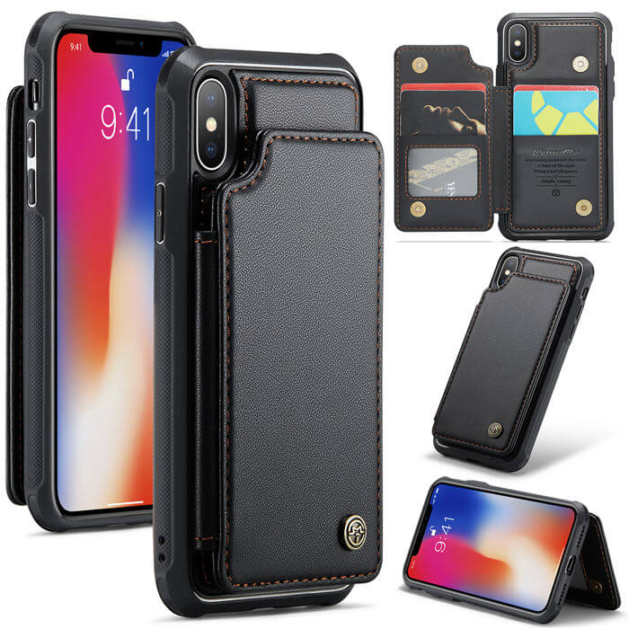 CaseMe iPhone X/XS RFID Blocking Card Holder Case Black