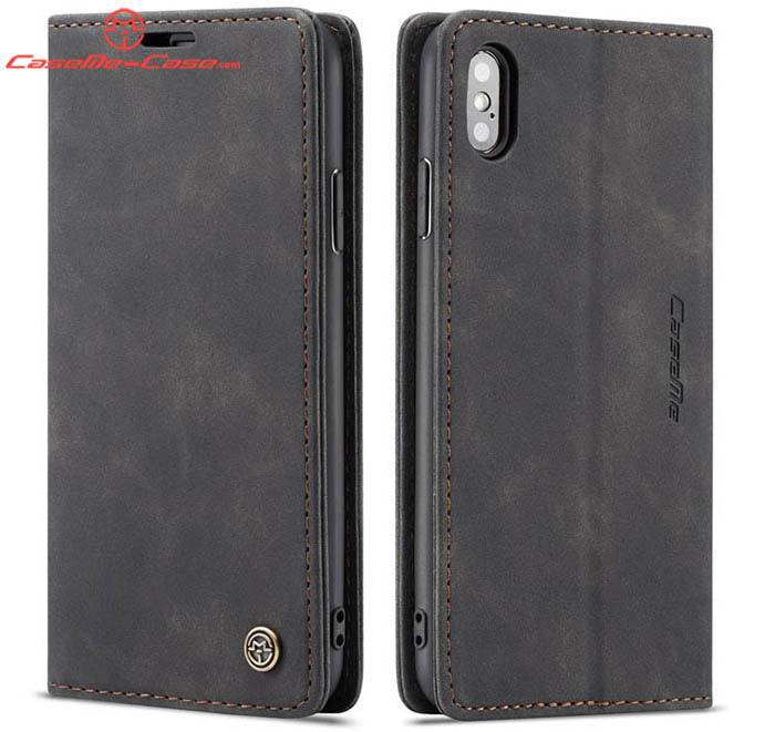 CaseMe iPhone X Retro Wallet Kickstand Magnetic Flip Leather Case