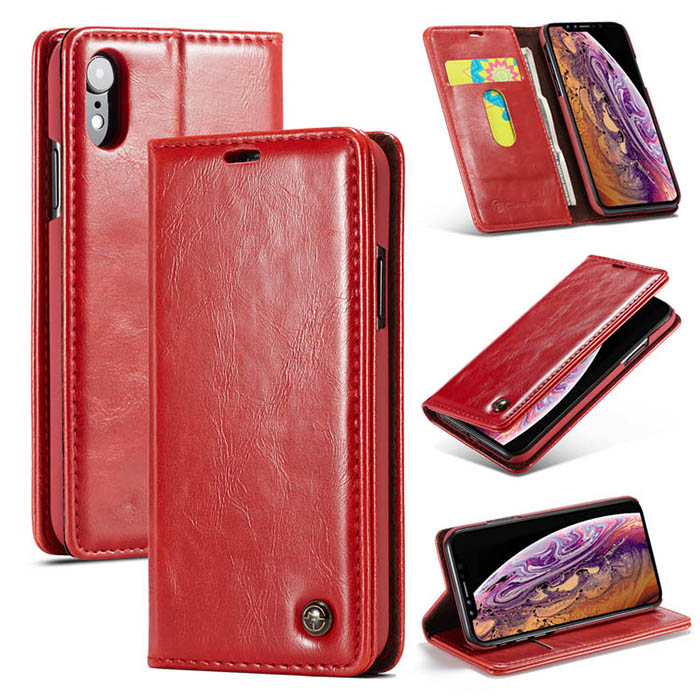 CaseMe iPhone XR Wallet Magnetic Flip Stand Leather Case Red