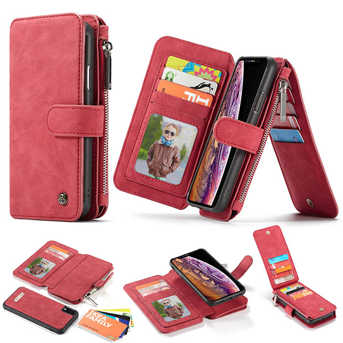 CaseMe iPhone XR Wallet Detachable 2 in 1 Folio Flip Case Red