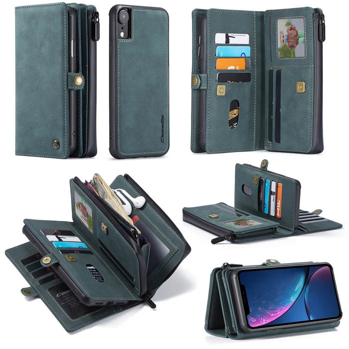CaseMe iPhone XR Multi-Functional Zipper Wallet Case Blue
