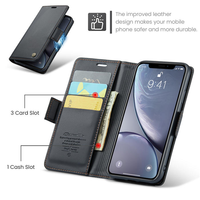 CaseMe iPhone XR Wallet RFID Blocking Magnetic Buckle Case
