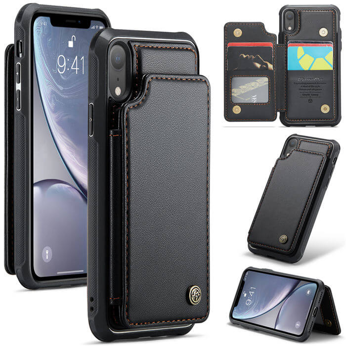 CaseMe iPhone XR RFID Blocking Card Holder Case Black