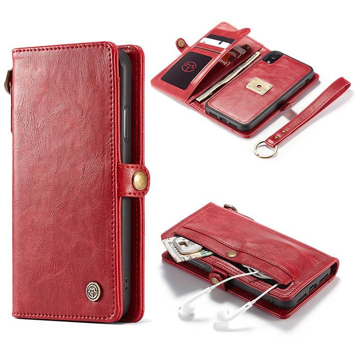 CaseMe iPhone XR Wallet Detachable Case With Wrist Strap Red