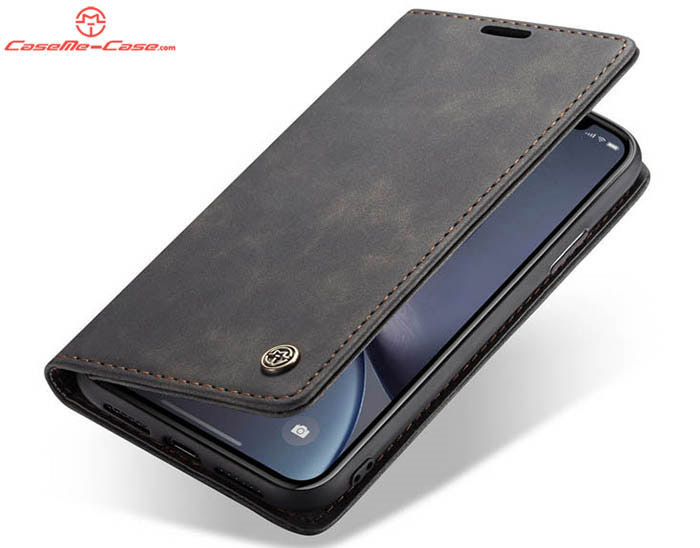 CaseMe iPhone XR Retro Wallet Kickstand Magnetic Flip Leather Case
